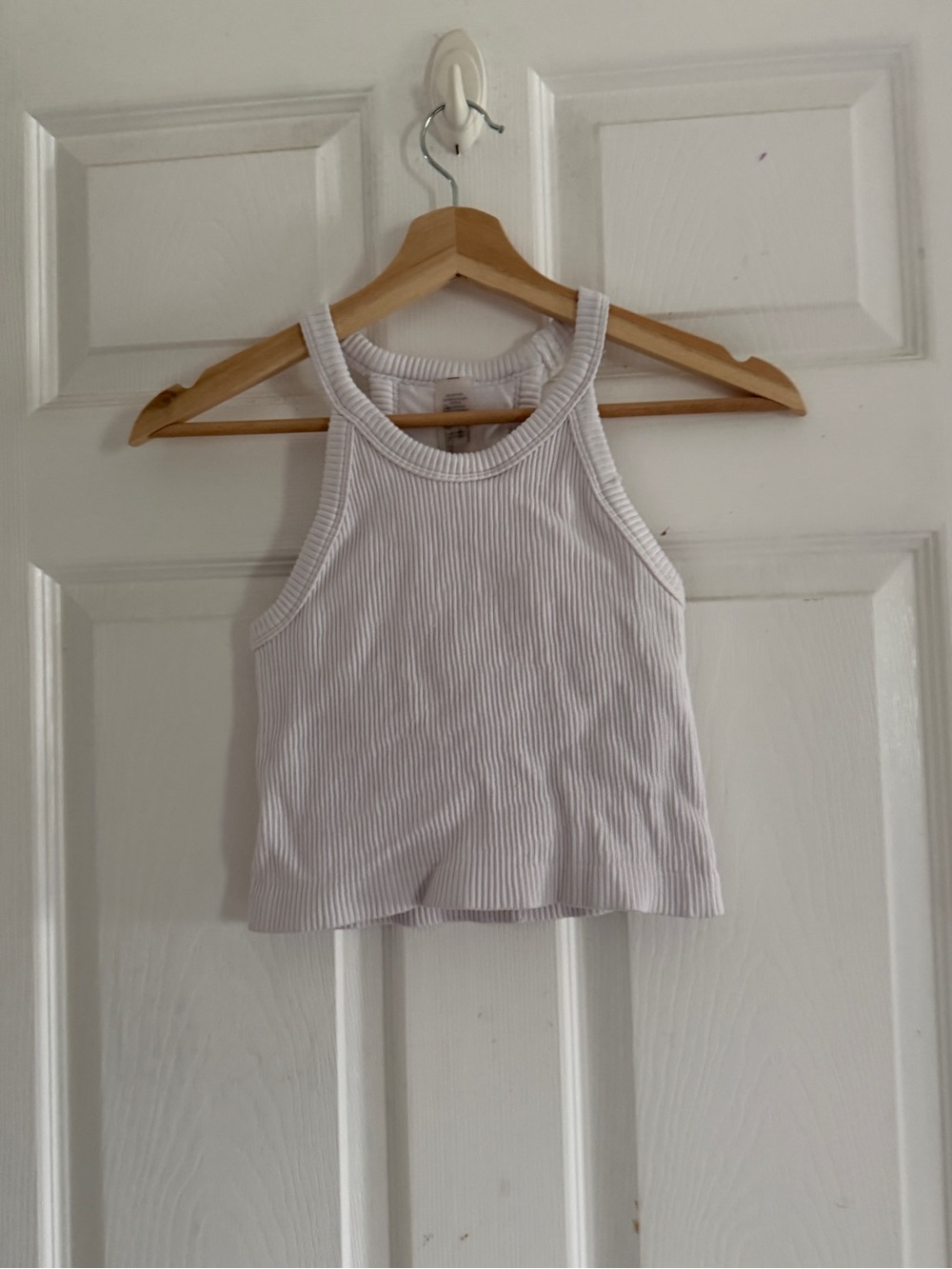 Women's White Ribbed Halter Tank Top